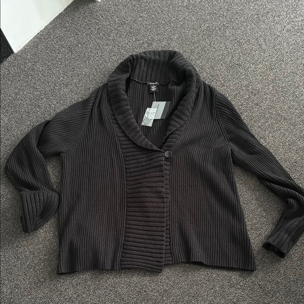 Calvin Klein Women's Plus Size Black Ribbed Sweater- Plus Size 3X